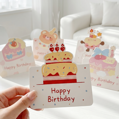 메세지 생일 축하 카드, 10개, 혼합색상
