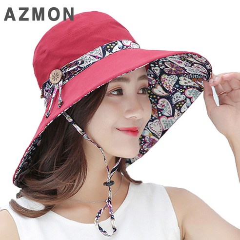 AZMON 여성 디자인 예쁜 플라워 패턴 고퀄리티 리버시블 벙거지 양면 챙모자 - 모자 | 쿠팡