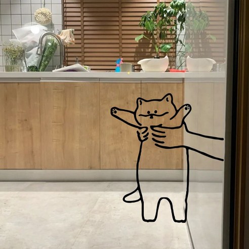 고양이 데코 스티커 창문 자동차 장식, 1개, 블랙-왼쪽-대