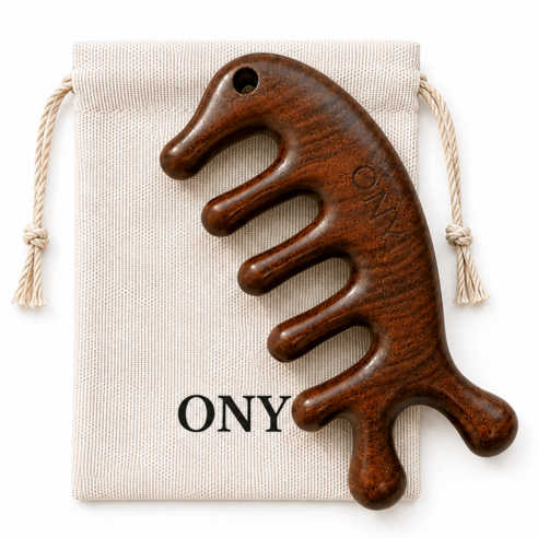 ONY 천연 원목 두피 얼굴 괄사 마사지기 목 어깨, 우드, 1개