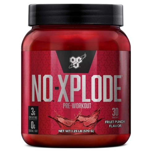 비에스엔 노-엑스플로드 프리-워크아웃 프루트 펀치, 570g, 1개