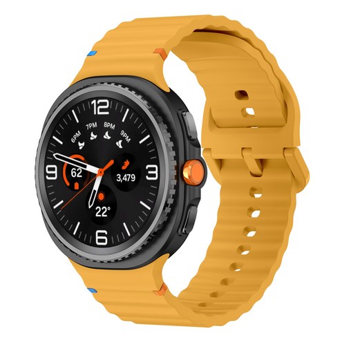밴드톡 갤럭시워치8 호환 40mm/44mm/8클래식 46mm 스포츠 실리콘 컬러풀한 스티치 스트랩, 노란색