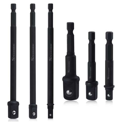 SPEEDWOX 6Pcs 3인치 및 6인치 임팩트 등급 소켓 어댑터 세트 임팩트 어댑터 세트 1/4 3/8 1/2 임팩트 소켓 어댑터 세트 1/4 헥스 샹크 소켓 드라이버, 6개, Black