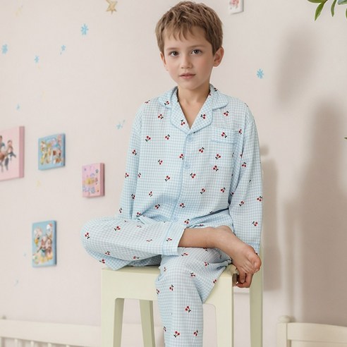 캐리루시 아동 크링클 카라 잠옷상하세트 긴팔