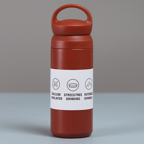레디박스 손잡이 스탠 텀블러 진공 보온 보냉 이중컵 캠핑용 물병 아이스 워터보틀, 1개, 350ml, 레드