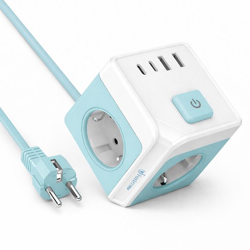 [2026년형]폭스룸 USB C타입 4000W 고출력 가전 안심사용 큐브 멀티탭, 1개, 민트, 1.8m