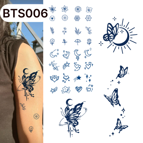 부띠끄38 미니 반영구 타투스티커 헤나 세트, 1개, BTS006