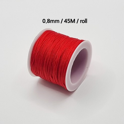 [비즈엔케이] 0.8mm 나일론 매듭실 45M (롤) 판매단위 팔찌 만들기 재료, 1개, 레드