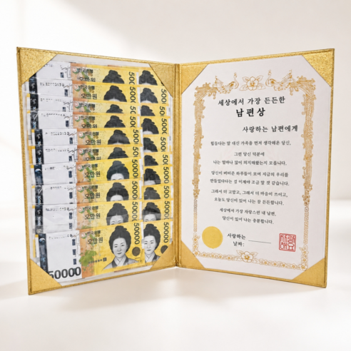 두두웍스 생일 부모님 용돈 선물 돈다발 감사장, 1개, 남편 상장
