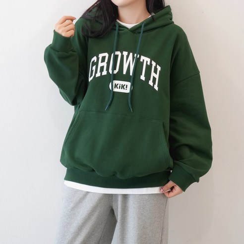 키140/키150/키160 키키코 그로우후드티 가을 중학생 오버핏 레터링 후드티 긴팔 후드 티셔츠