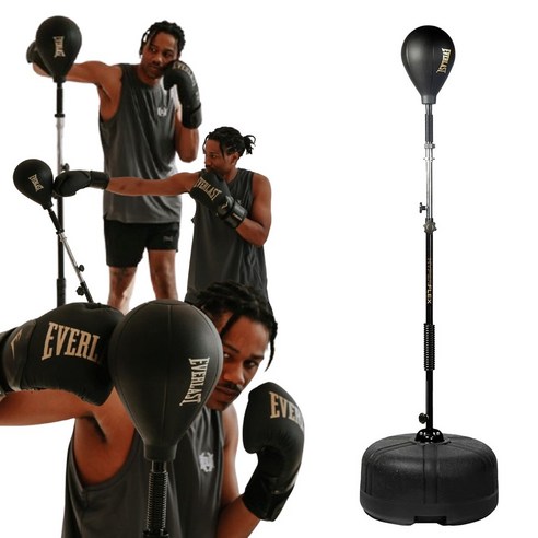EVERLAST ELITE 하이퍼플렉스 프리스탠딩 복싱 샌드백 스프링 리바운드 트레이닝백 NOW, 블랙N