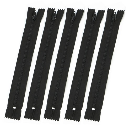 20cm 3호 지퍼 세트, 5개, 검정