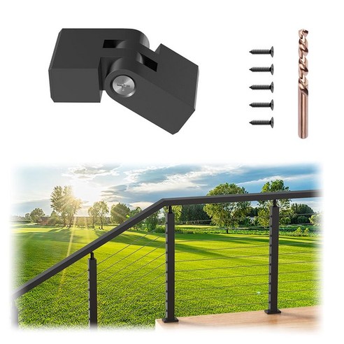 PLANTOP 180° Adjustable Vertical Pivot Connector Black Flat Handrail ...
