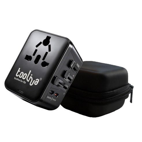 Tooliva 어댑터 해외여행용 일체형 돼지코 멀티 GaN PD45W 고속충전 USB-C 110V 220V 플러그변환, 1개