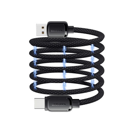 ESSAGER 줄꼬임방지 USB 7A 100W A-C타입 마그네틱 고속 충전 케이블 1개, 블랙, 1m