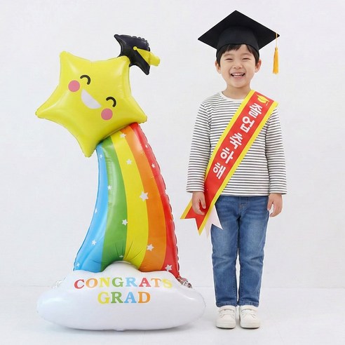 Benteuholrik 3 D Chodaehyeong Joleop Seutaending Pungseon , 1 Pack , 03.3 D Byeolhaksamo Muji Pack Seutaending (이벤트홀릭 3D 초대형 졸업 스탠딩 풍선, 1개, 03.3D 별학사모 무지개 스탠딩)