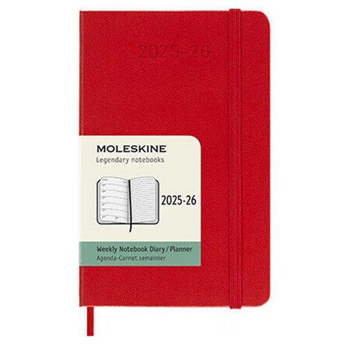 몰스킨 2025-2026년 18개월 하드커버 위클리 다이어리 포켓형, 레드, 1개