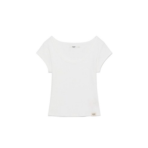GLOWNY 글로니 G DEEP SCOOP TEE (WHITE)