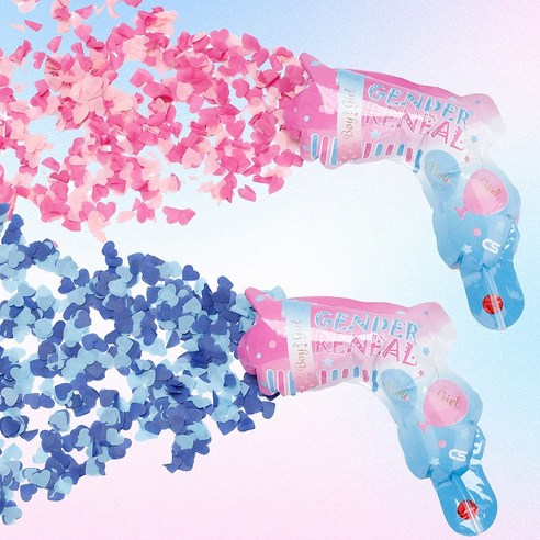 젠더리빌 컨페티 폭죽총 폭죽건 성별 확인 베이비샤워 풍선 파티용품, 1세트, 단품_혼합2p