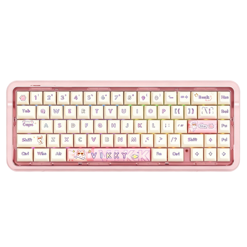 SayRose 고양이 발바닥 3모드 기계식 키보드 B67, 제조사축, 크리스탈 축, 젤리 핑크