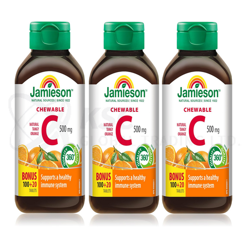 자미에슨 씹어먹는 비타민C 츄어블 500mg 오렌지맛 120정(3통 6개월분)