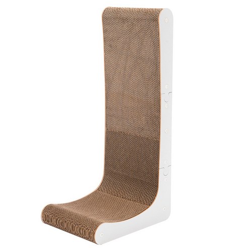 펫인꼬 고양이 L자형 스크래쳐 수직형 벽면 밀착형 스크래쳐 쉼터, 1개, 화이트