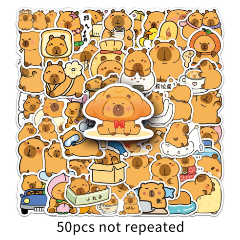 카피바라 다꾸 캐리어 노트북 입체 스티커 다이어리 꾸미기 50매, 1개, 브라운