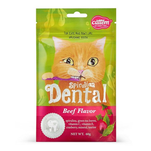 캣템 스피루리나 고양이 덴탈 간식, 비프, 60g, 1개