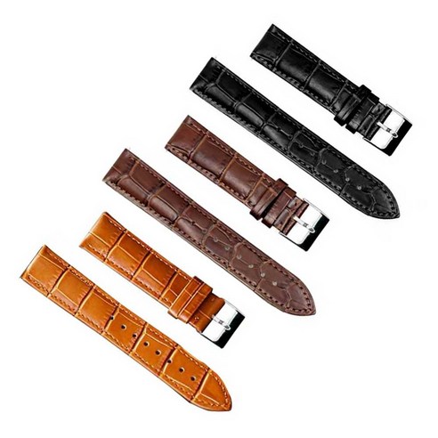 고급 남자 여자 소가죽 시계줄 밴드 18-22mm, 18mm, 블랙, 1개