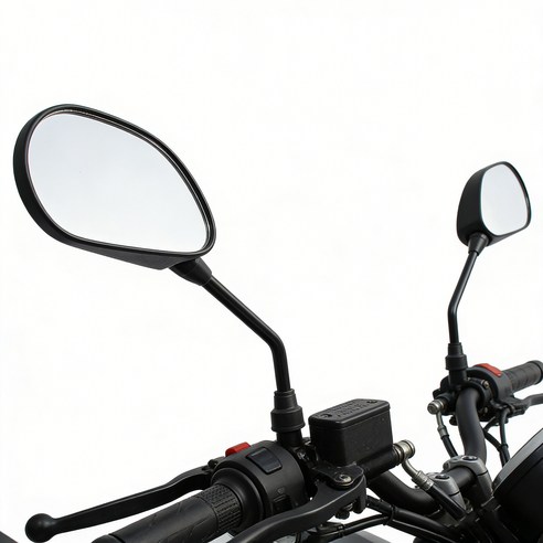 오토바이 바이크 하나로 만능 BACK MIRROR 백미러 사이드미러 거울 검정 블랙 오토바이 보편적 부품 8mm 10mm, 1개