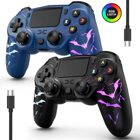 CHENGDAO 2 Pack for PS4 Controller Light-up Wireless Controller with 5 ...