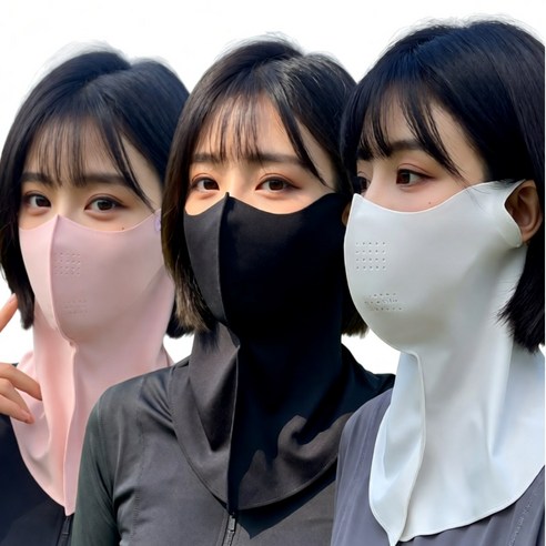 라이노아 여름 자외선차단 마스크 3D 입체 넥페이스가드 목가리개 골프 등산 낚시 스포츠 쿨마스크 3장세트, 핑크+연그레이+블랙, 3개