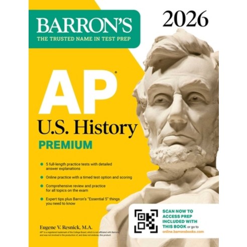 (영문도서) AP U.S. History Premium 2026: Prep Book with 5 Practice Tests + Comprehensive... Paperback, Barrons Educational Services, English, 9781506297705