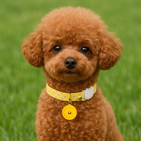 하니펫 강아지 고양이 예쁜 도트 방울 목걸이, 1개, 옐로우