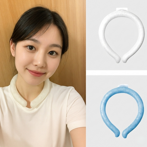 호야호 아이스넥쿨러 1+1 냉감목걸이 넥쿨링링 여름 쿨링 목걸이 반복사용, 1세트, 블루+화이트