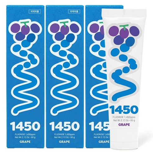 닥터노아 중금속 안심 1450 고불소 어린이치약 포도향, 3개, 60g