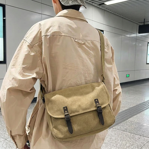 제이바바 남녀공용 캔버스 메신저백