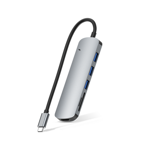 ACMEZING 7포트 C타입 멀티허브 USB 3.0 초고속 4K HDMI PD100W SD 7in1 멀티포트 HC-7, 1개, 그레이