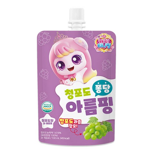 캐치티니핑 퐁당 음료수 아름핑 청포도맛, 1개, 100ml