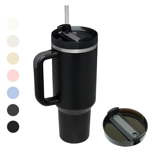 대용량 텀블러 차량용 1.18L 보온 보냉 빨대, 1개, 1200ml, 딥블랙