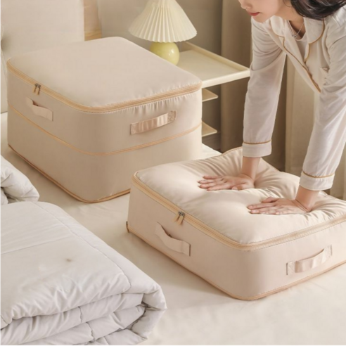 앨리쉬 이불 정리 수납 압축 파우치 1+1, 베이지특대형, 2개