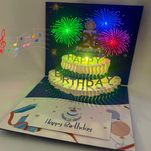 수앤픽 생일카드 멜로디 3D 팝업 입체카드, 1개, 3D팝업카드