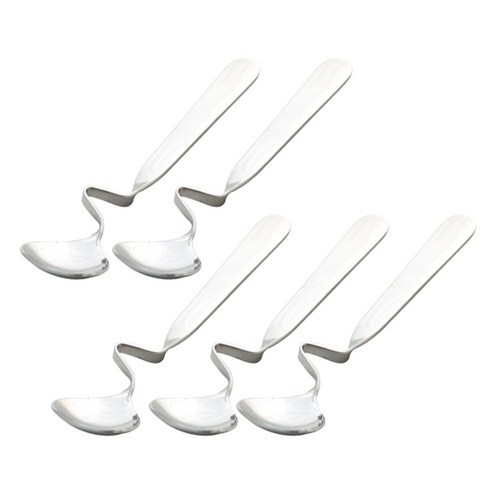 304 스텐 컵걸이 티스푼 14cm 5개입 세트 디저트 아이스크림 거품스푼, 5개, 실버