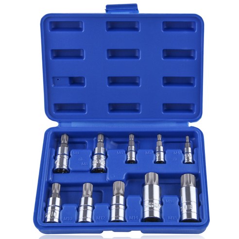 SPEEDWOX 10pcs XZN 소켓 세트 트리플 스퀘어 스플라인 비트 소켓 4MM-18MM 메트릭, 10개, Silver