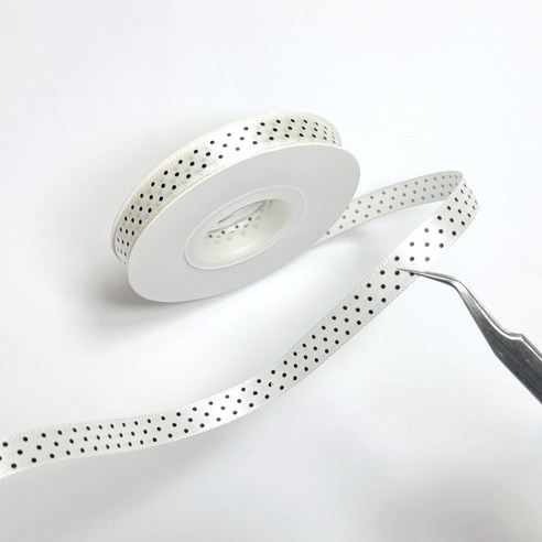 미소데이샵 도트 리본 1cm 끈 상자 포장 생일 diy 장식 공예, 아이보리