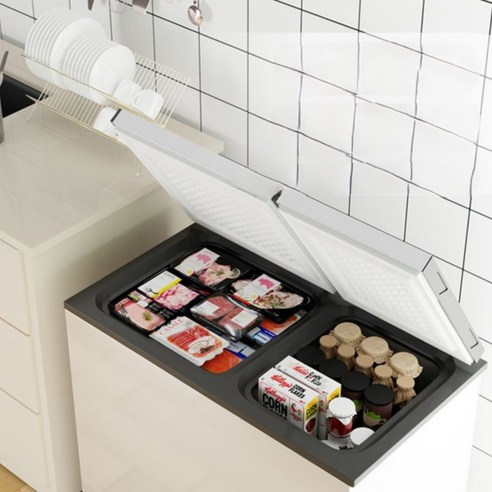 리빙스 양문형 미니 김치냉장고 뚜껑형 2도어 슬림 냉장 냉동 술장고 음료 서브 이미지 2