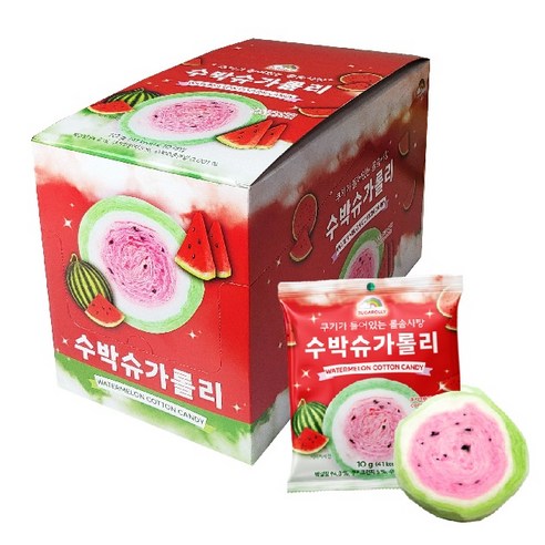 수박 솜사탕 슈가롤리 디저트 간식, 10g, 10개