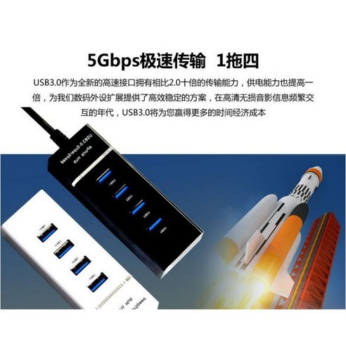 USB 3.0 排插式 HUB 分線器 燈條 一分四 集線器 擴充接口 - 區域網路/光纖網路設備 | 酷澎