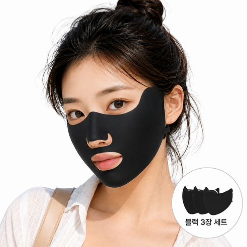 IFNA 자외선차단 기미 마스크 오픈형 3개세트, 1세트, 블랙 x 3개
