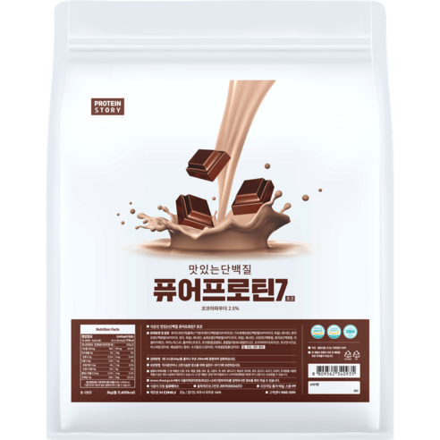 프로틴스토리 맛있는 단백질 퓨어프로틴7 3kg 쇼콜라초코, 3kg, 1개